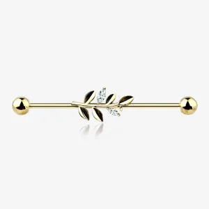 Golden Dainty Sparkle Leaflet Industrial Barbell