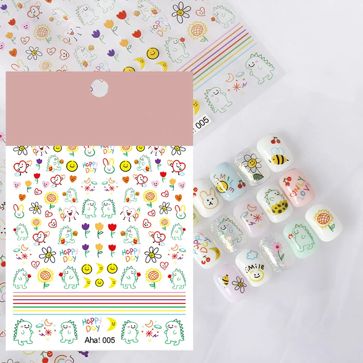 Graffiti Fun Nail Art Stickers Abstract Smiling Face Nail Decals 3D Self-Adhesive Fashion Trend Charm Yellow Twisted Smiling Face Nail Design Nail DIY Decoration for Women Girls Kids 1Pcs