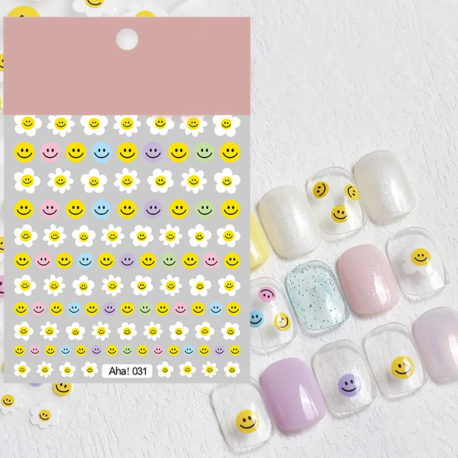 Graffiti Fun Nail Art Stickers Abstract Smiling Face Nail Decals 3D Self-Adhesive Fashion Trend Charm Yellow Twisted Smiling Face Nail Design Nail DIY Decoration for Women Girls Kids 1Pcs