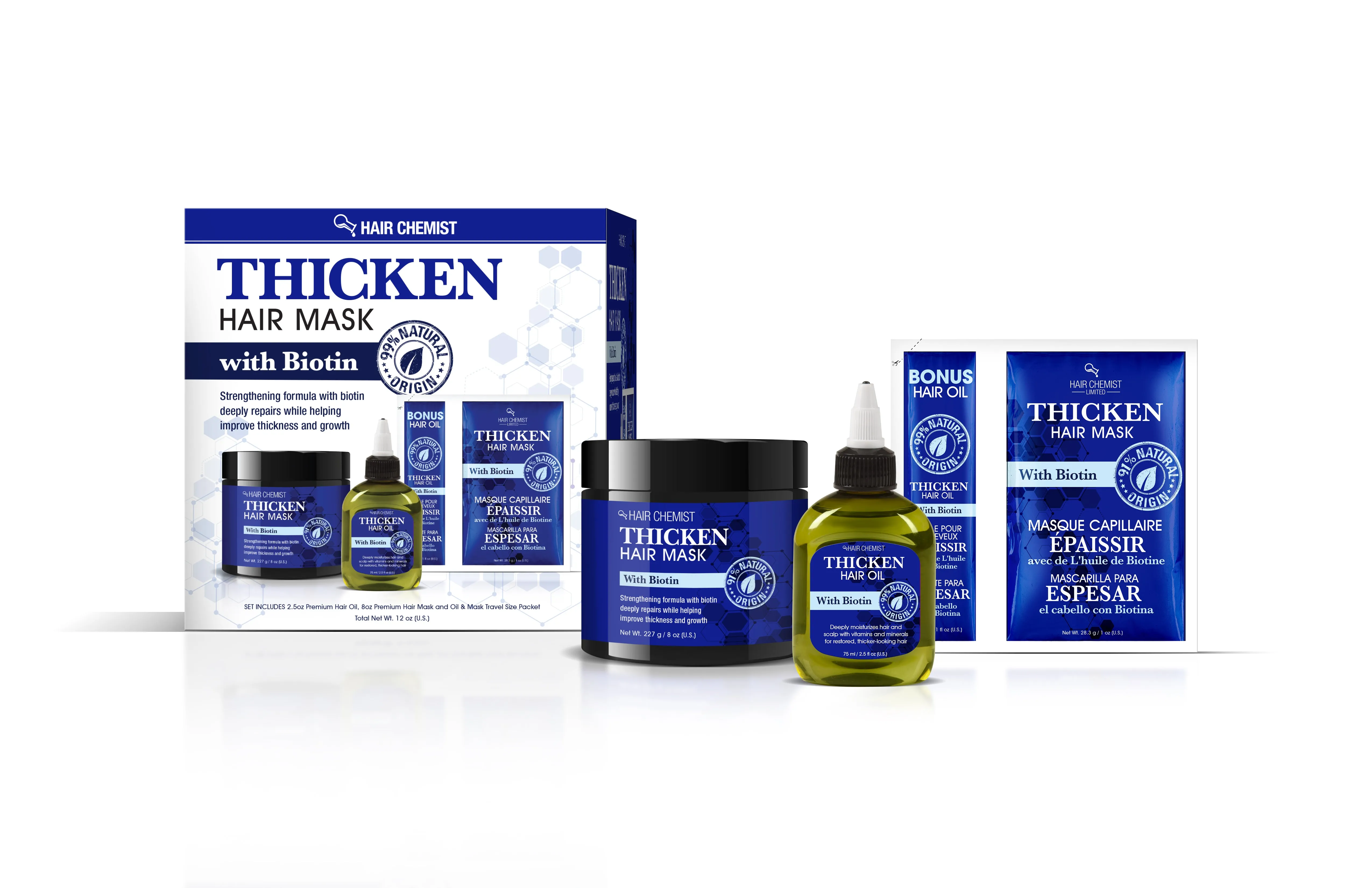 Hair Chemist Thicken Hair Mask with Biotin 3-PC Hair Care Box Set
