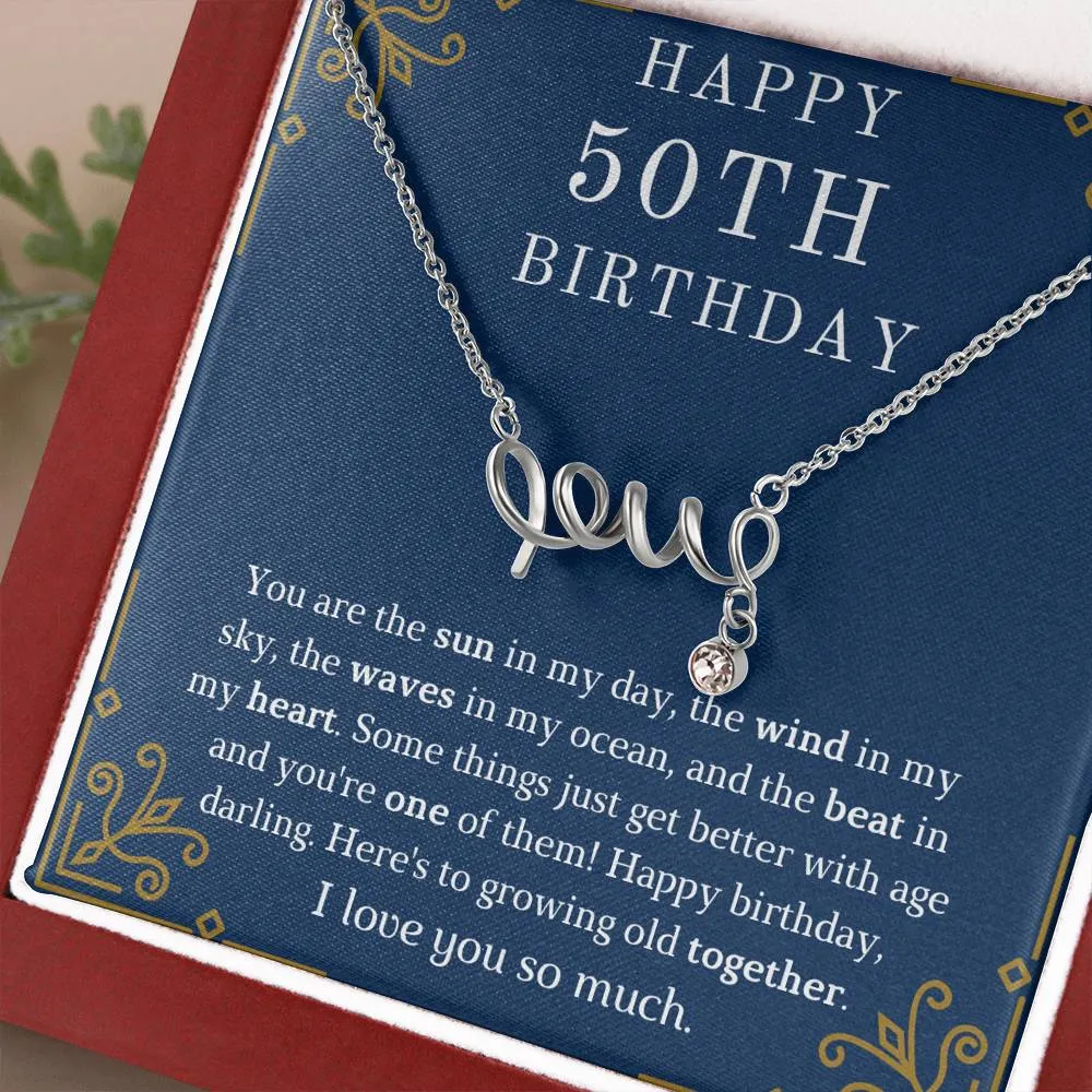 Happy 50th Birthday "Love" Necklace