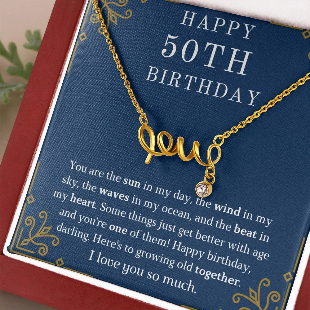 Happy 50th Birthday "Love" Necklace
