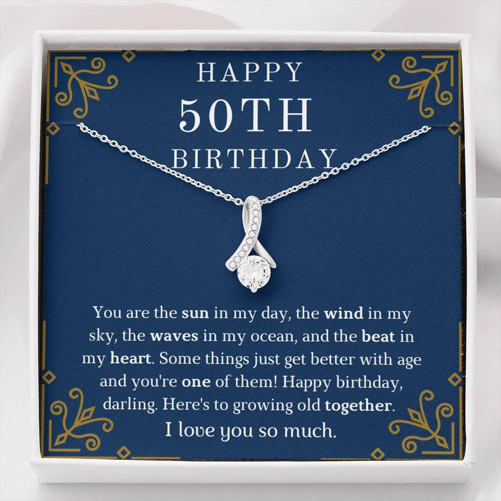 Happy 50th Birthday Ribbon Necklace