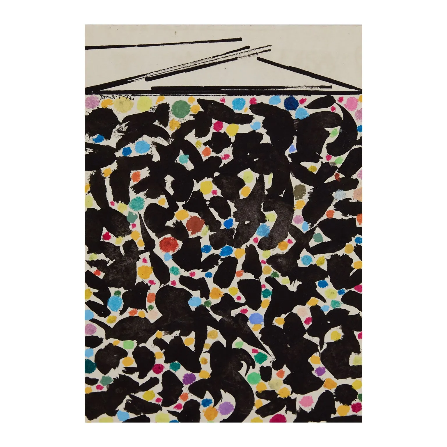 HAROLD TOWN "BELOW SWING" MIXED MEDIA, 1973