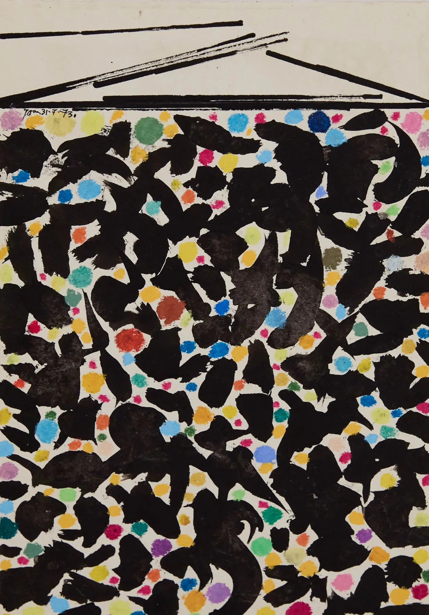 HAROLD TOWN "BELOW SWING" MIXED MEDIA, 1973