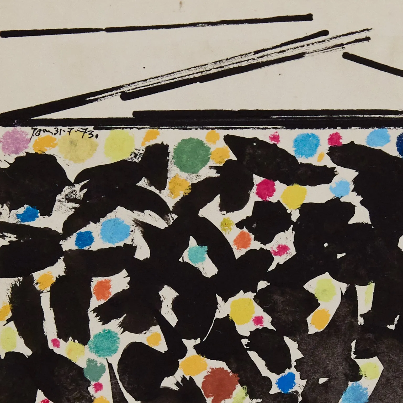 HAROLD TOWN "BELOW SWING" MIXED MEDIA, 1973