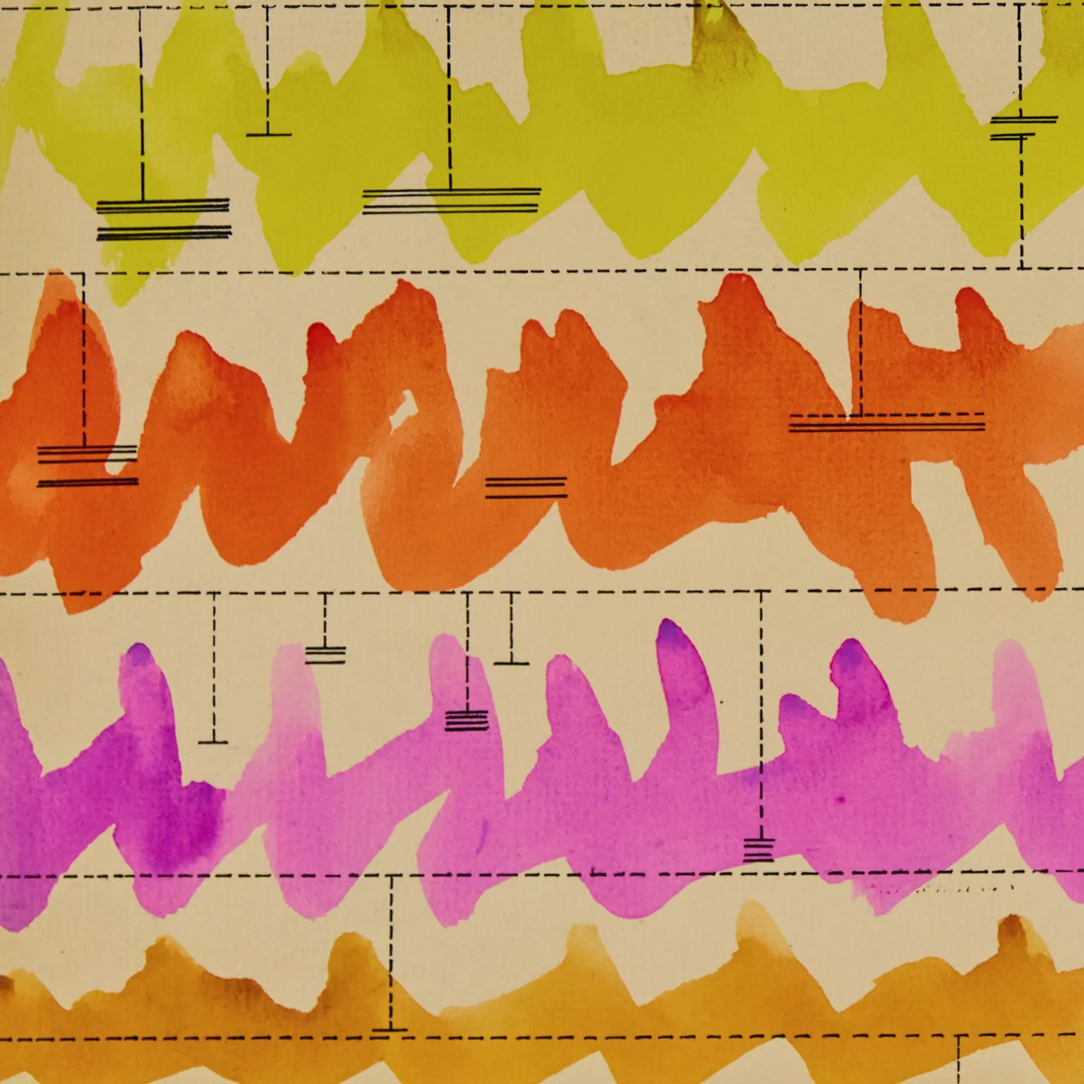 HAROLD TOWN "CAGED CLOUD SCORE" WATERCOLOR, 1973