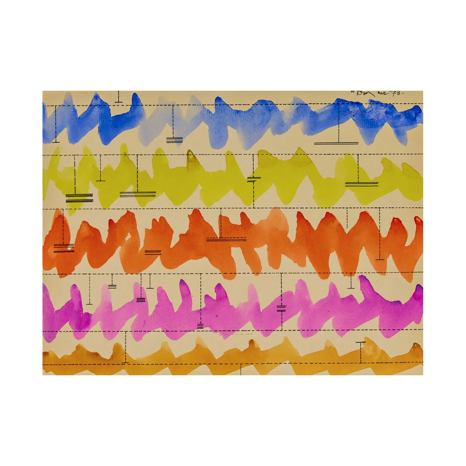HAROLD TOWN "CAGED CLOUD SCORE" WATERCOLOR, 1973