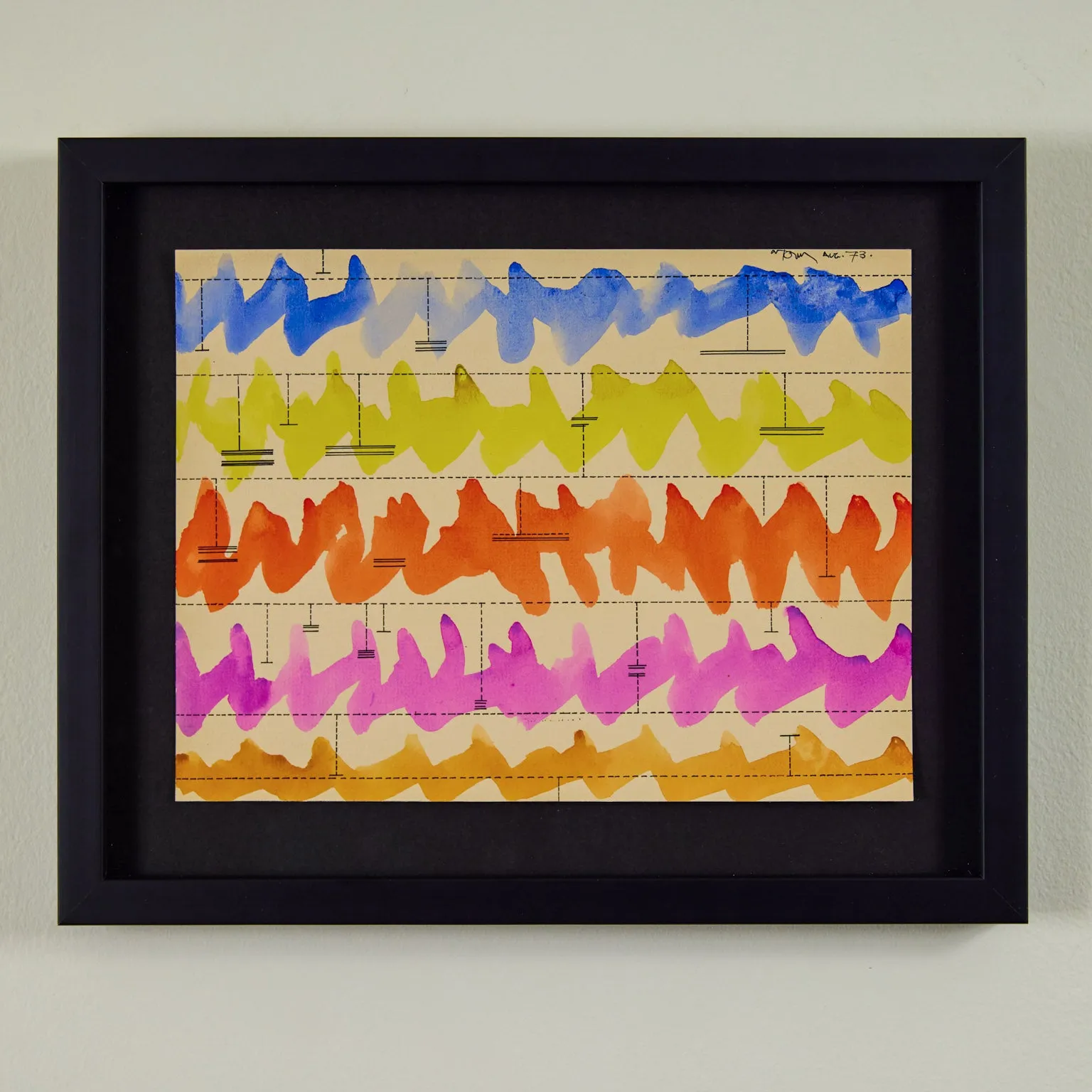 HAROLD TOWN "CAGED CLOUD SCORE" WATERCOLOR, 1973