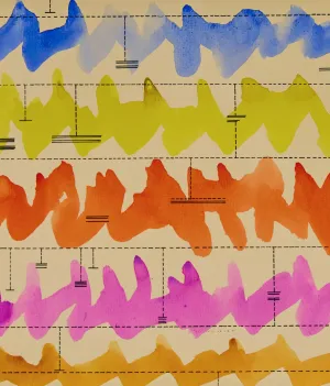 HAROLD TOWN "CAGED CLOUD SCORE" WATERCOLOR, 1973