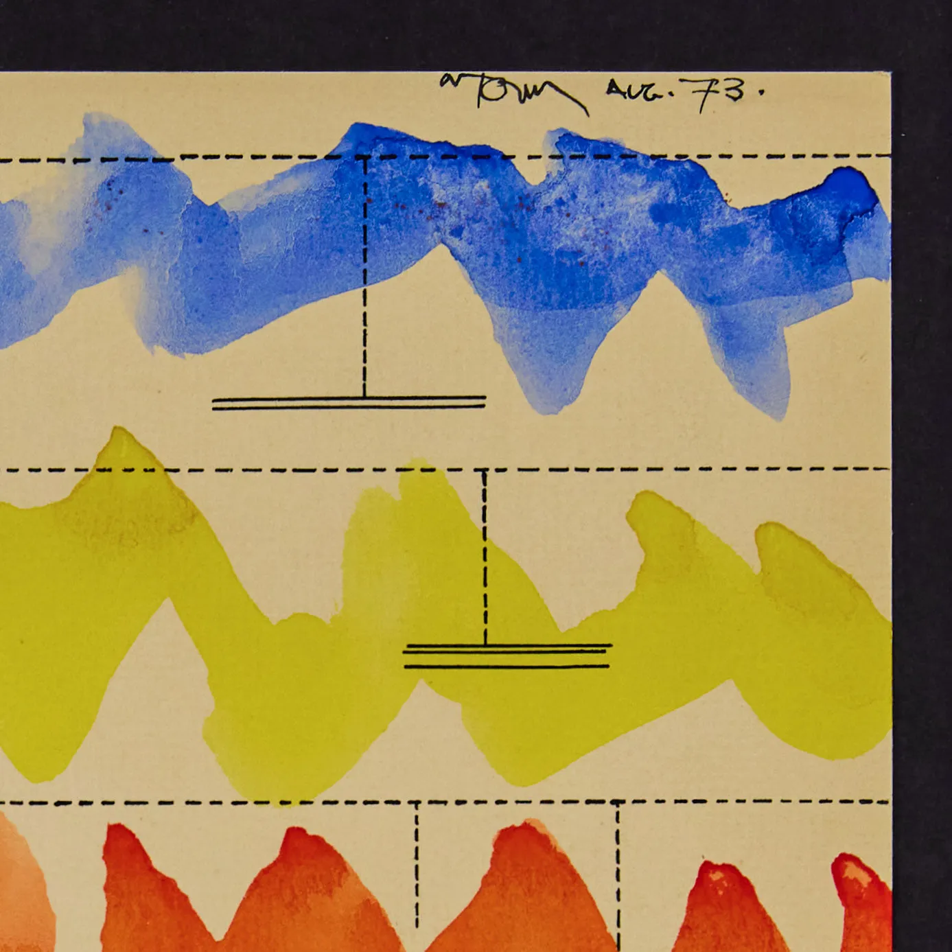HAROLD TOWN "CAGED CLOUD SCORE" WATERCOLOR, 1973