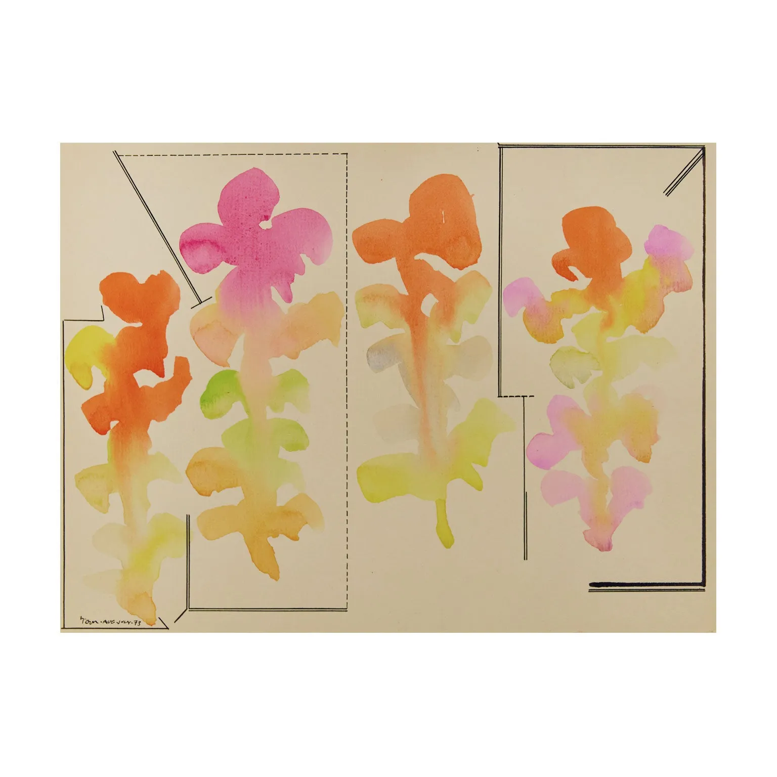 HAROLD TOWN "FOUR CLOUD" WATERCOLOR, 1973