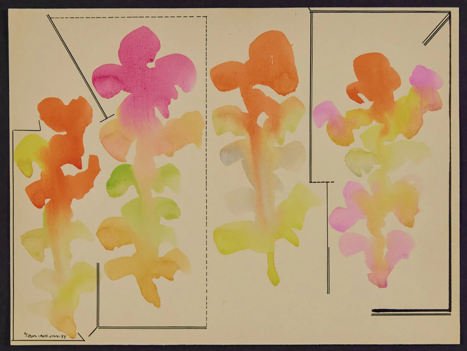 HAROLD TOWN "FOUR CLOUD" WATERCOLOR, 1973