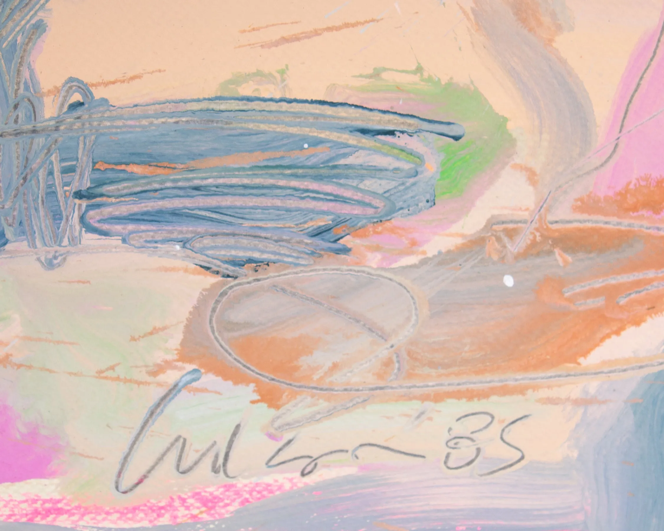 Harry Hilson Signed 1985 “Abstract Landscape” Mixed Media Painting