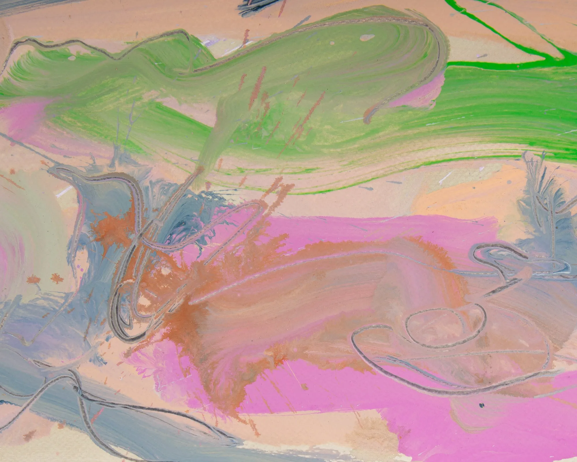 Harry Hilson Signed 1985 “Abstract Landscape” Mixed Media Painting