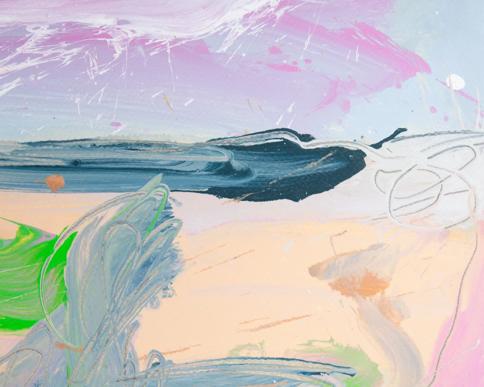 Harry Hilson Signed 1985 “Abstract Landscape” Mixed Media Painting