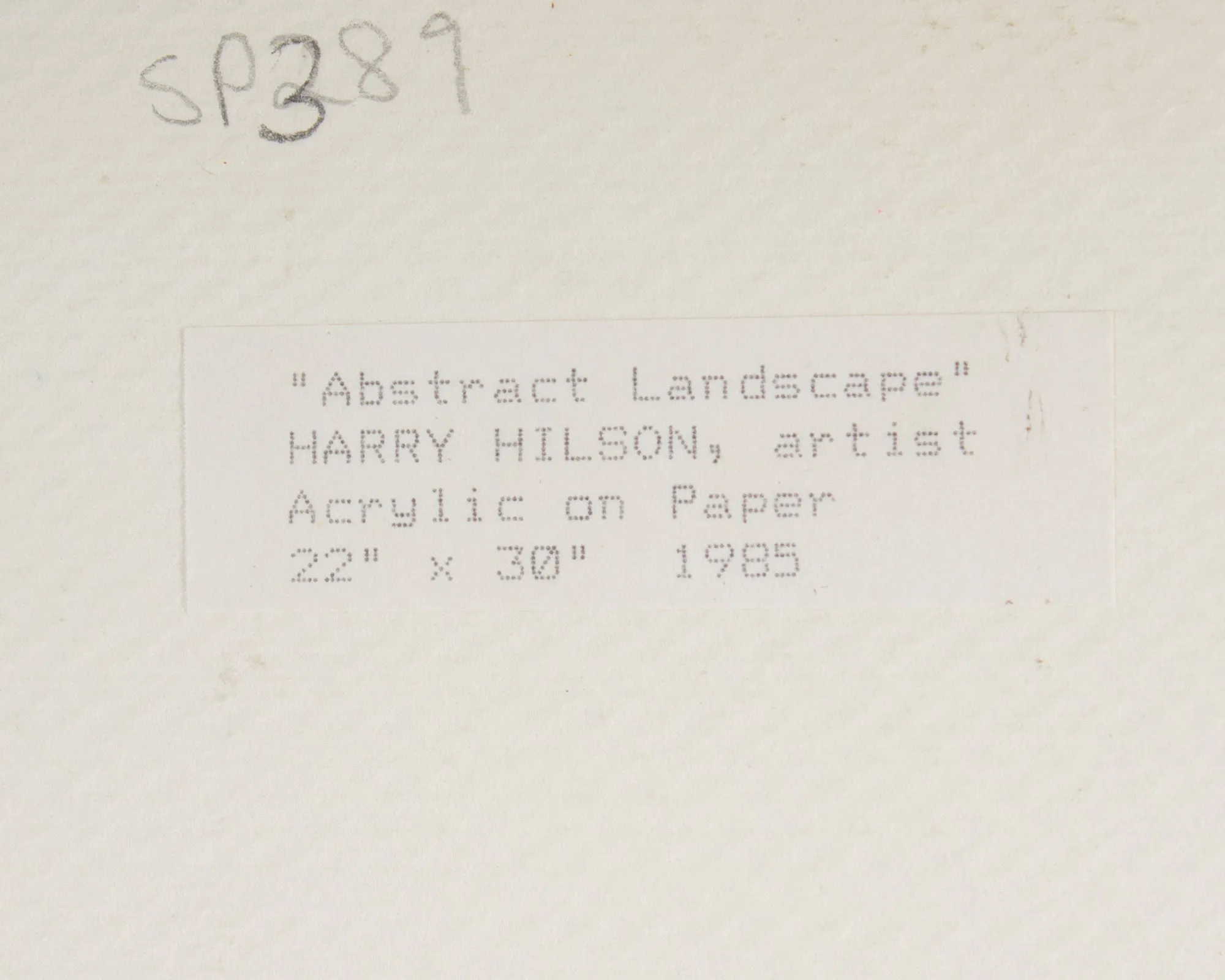 Harry Hilson Signed 1985 “Abstract Landscape” Mixed Media Painting