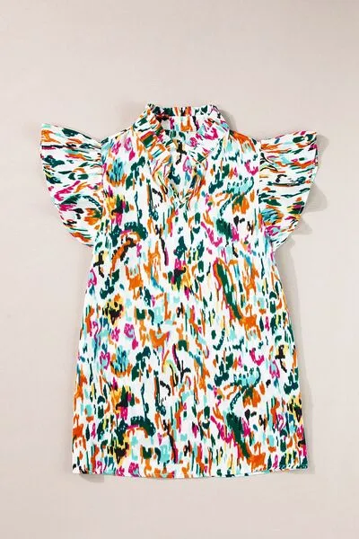 Hazel Blues® |  Abstract Print Ruffle Sleeve Blouse