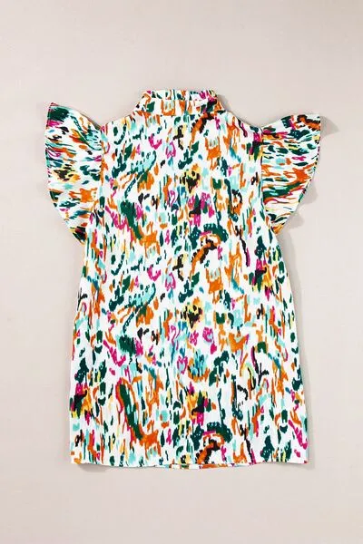 Hazel Blues® |  Abstract Print Ruffle Sleeve Blouse