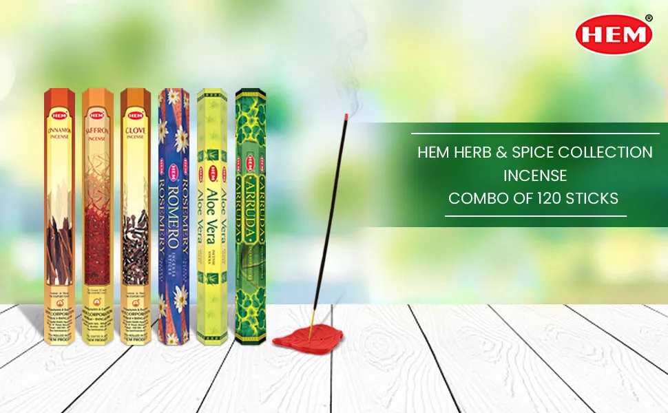 HEM Herb & Spice Collection Incense Stick combo pack of 6 (20 Sticks Each)
