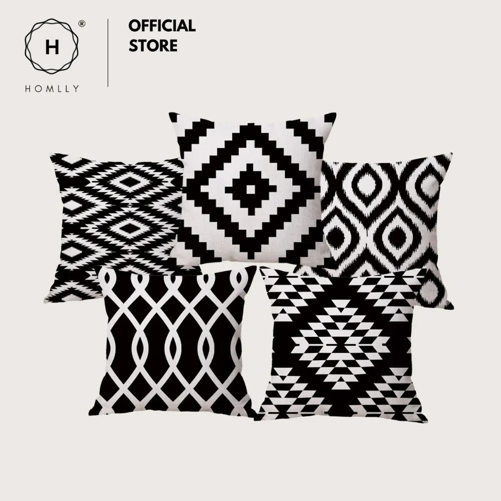Homlly Geometric Black Cushion Covers