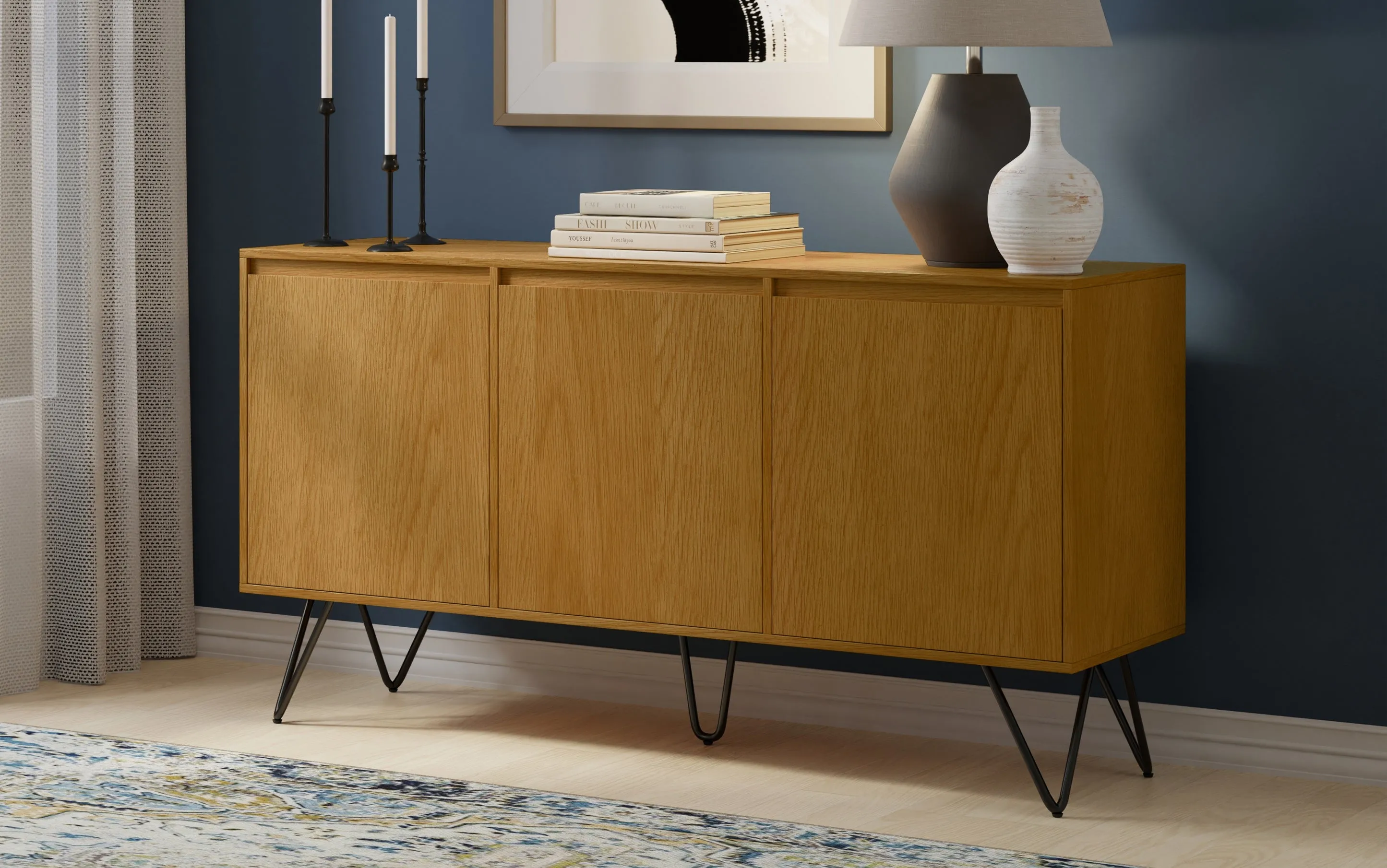 Hunter 3 Door Sideboard Buffet in Oak