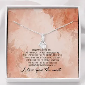 I Love You the Most Ribbon Drop Pendant Necklace