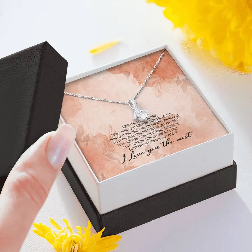 I Love You the Most Ribbon Drop Pendant Necklace