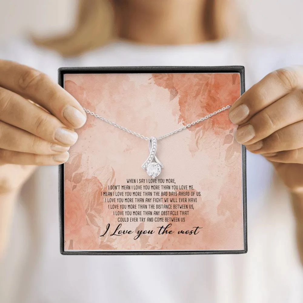 I Love You the Most Ribbon Drop Pendant Necklace