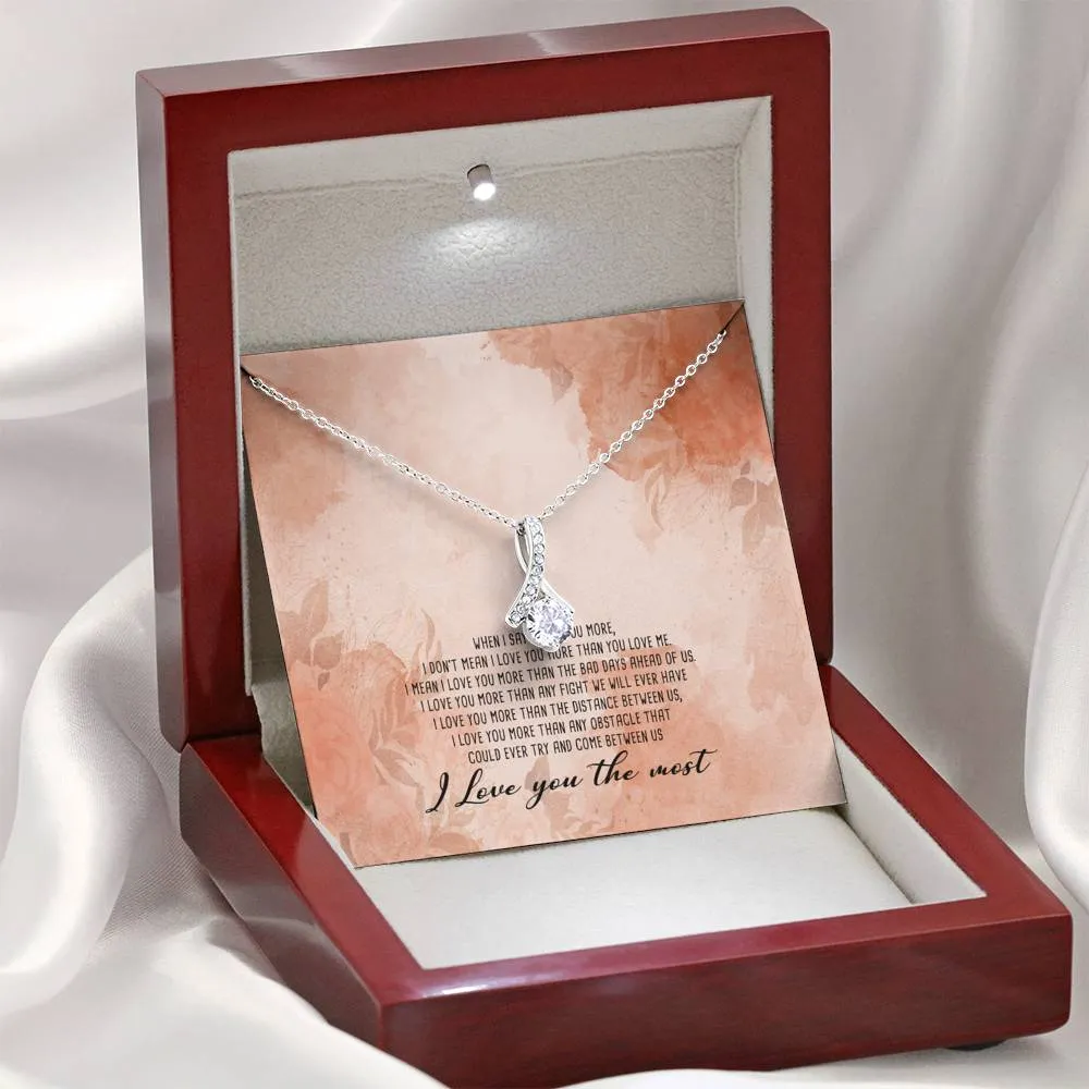 I Love You the Most Ribbon Drop Pendant Necklace