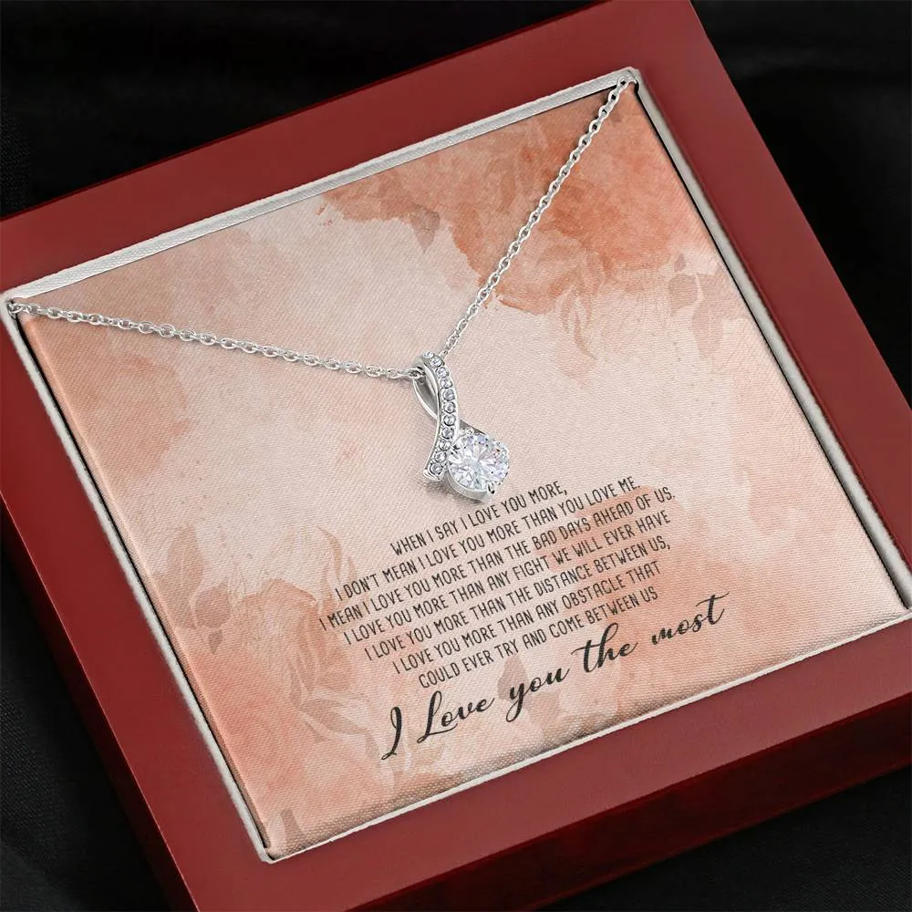 I Love You the Most Ribbon Drop Pendant Necklace