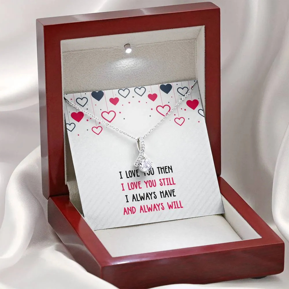 I Love You Then Ribbon Drop Pendant Necklace