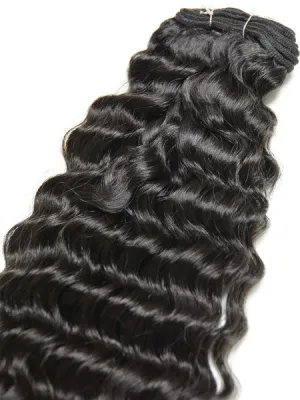 Indian Remy Deep Wave Human Hair Extensions - Wefted Hair 22"