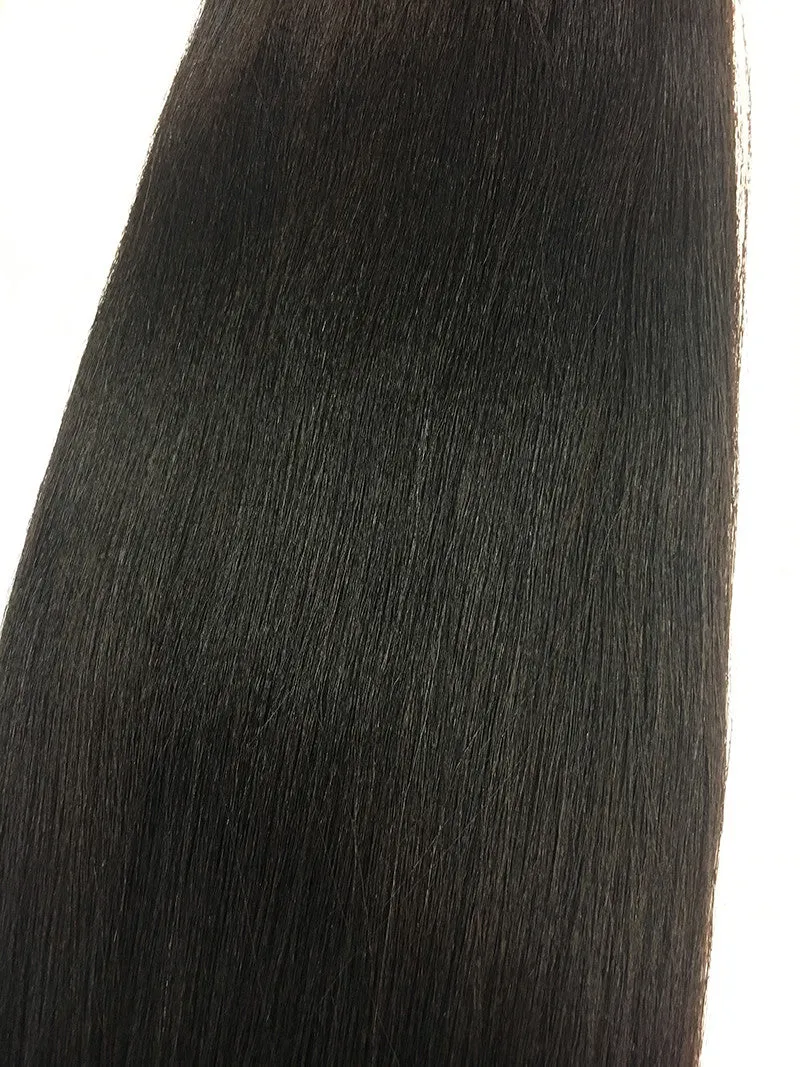 Indian Remy Yaki Straight Human Hair Extensions - Wefted Hair 12"