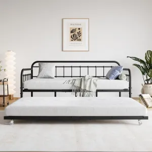 Industrial Stlye Twin Size Metal Daybed Frame with Space-Saving Design