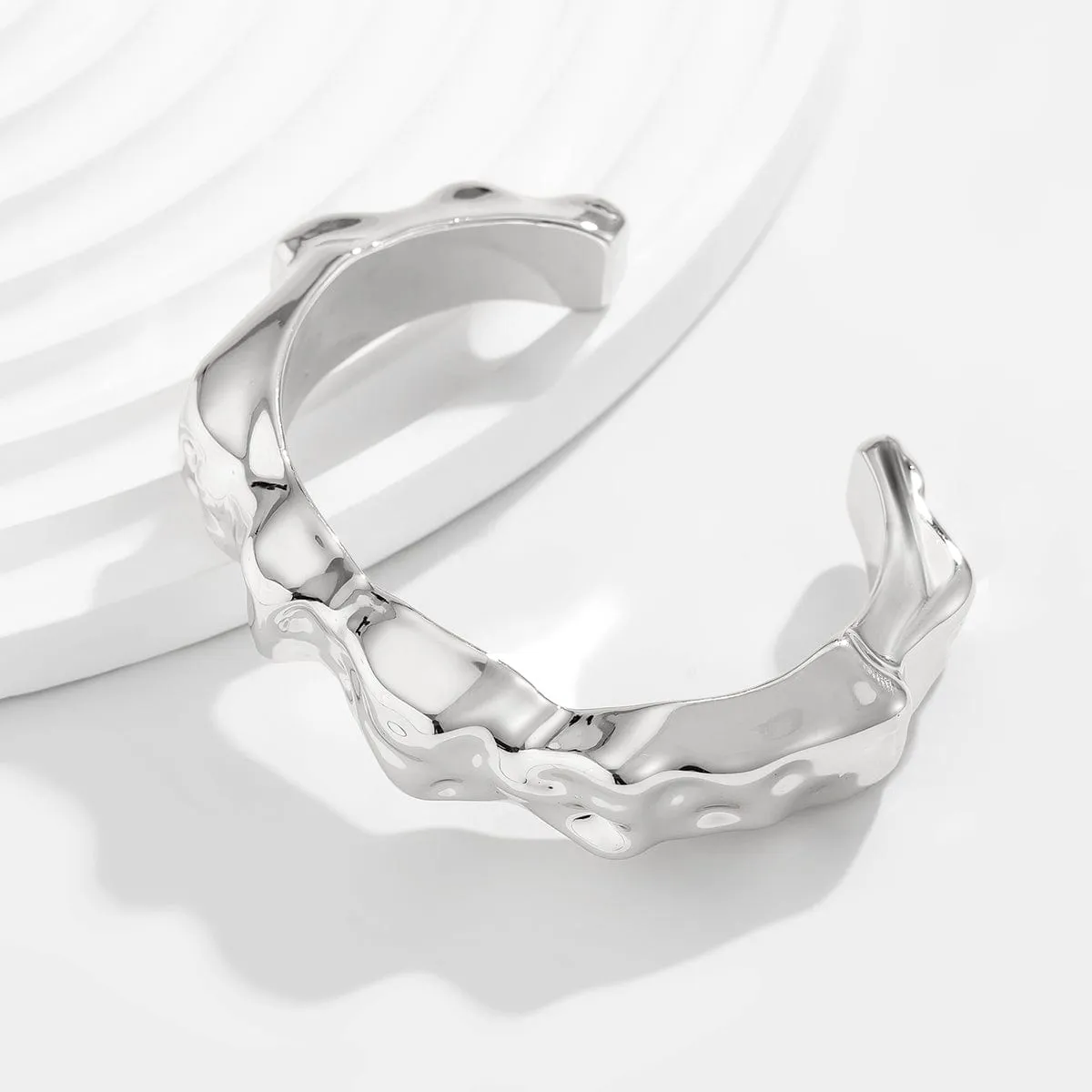 Irregular Abstract Lava Open Bangle Bracelet
