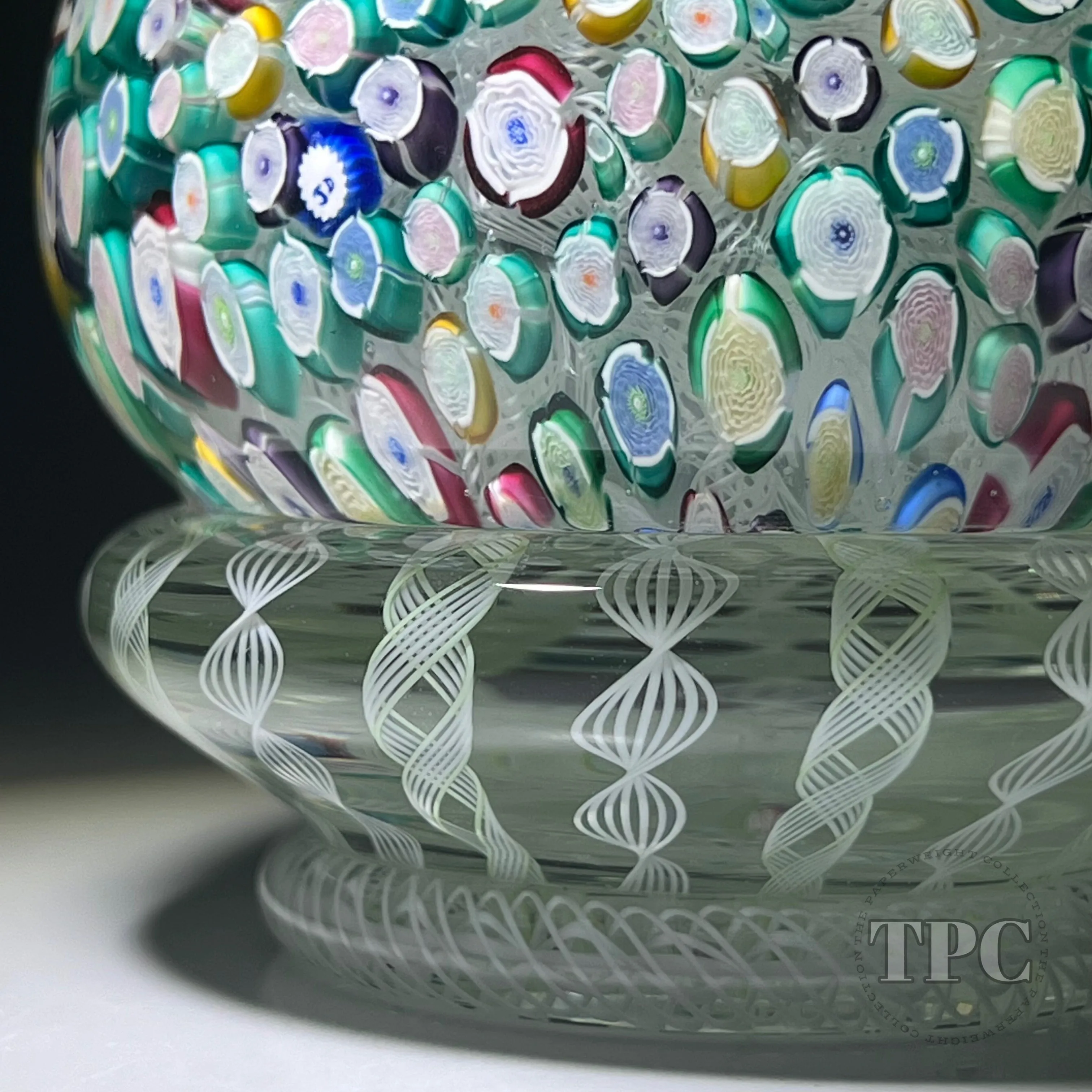 John Deacons Super Magnum Glass Art Paperweight Complex Closepack Millefiori Rose Piedouche