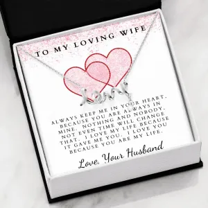 Keep me in your heart-Scripted Love Necklace for Wife