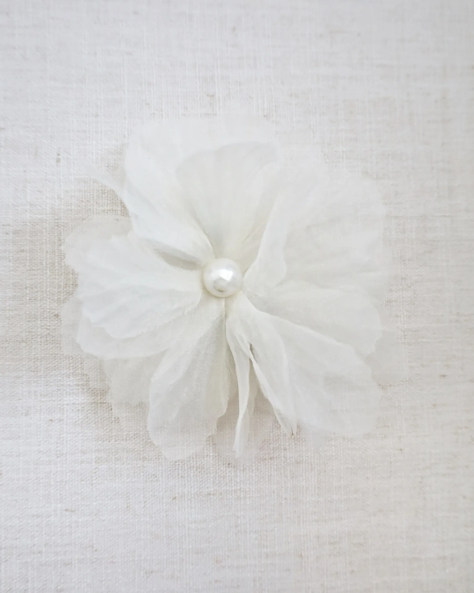 Large Ophelia Flower Hair Barrette with Pearl