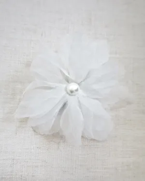 Large Ophelia Flower Hair Barrette with Pearl