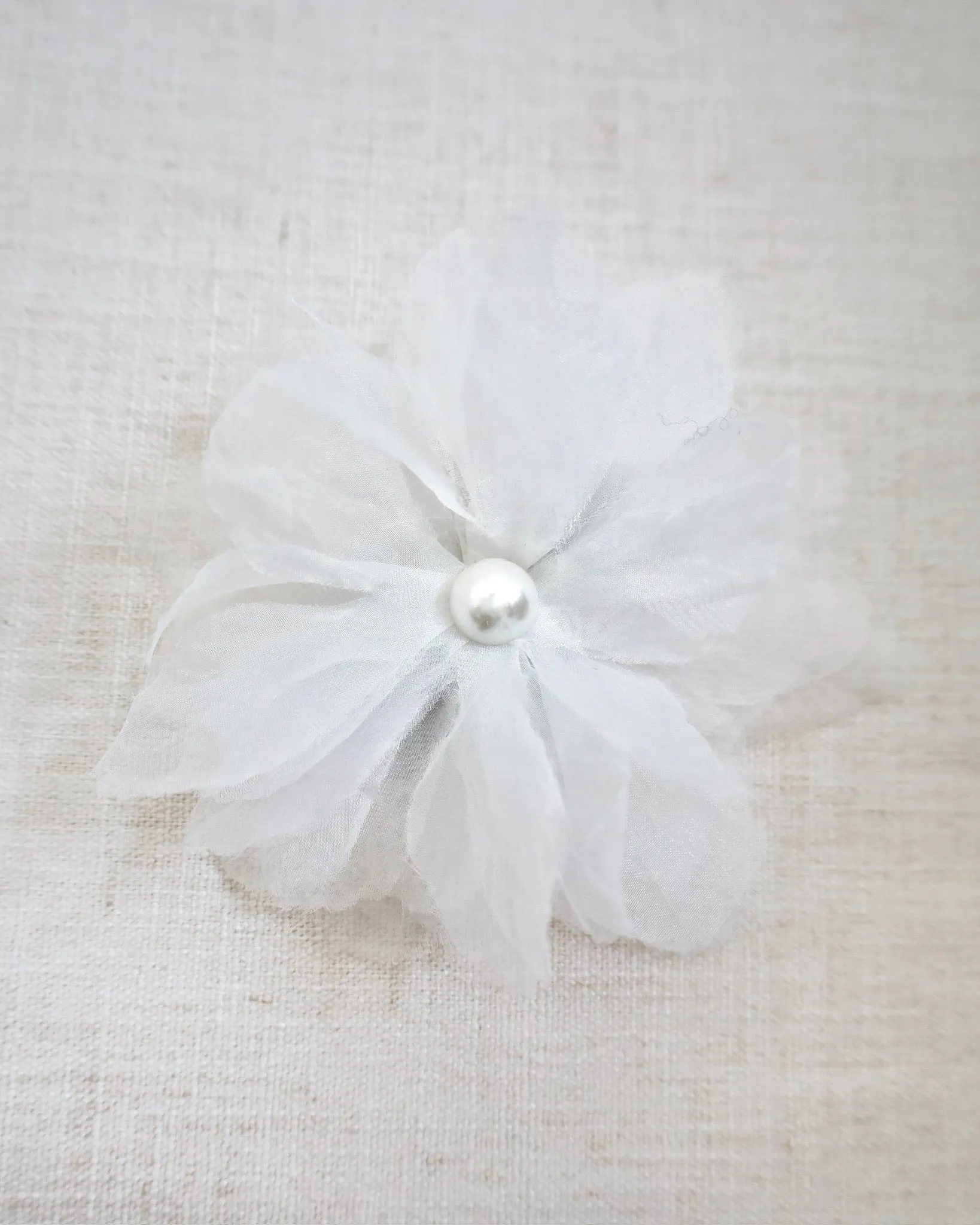 Large Ophelia Flower Hair Barrette with Pearl