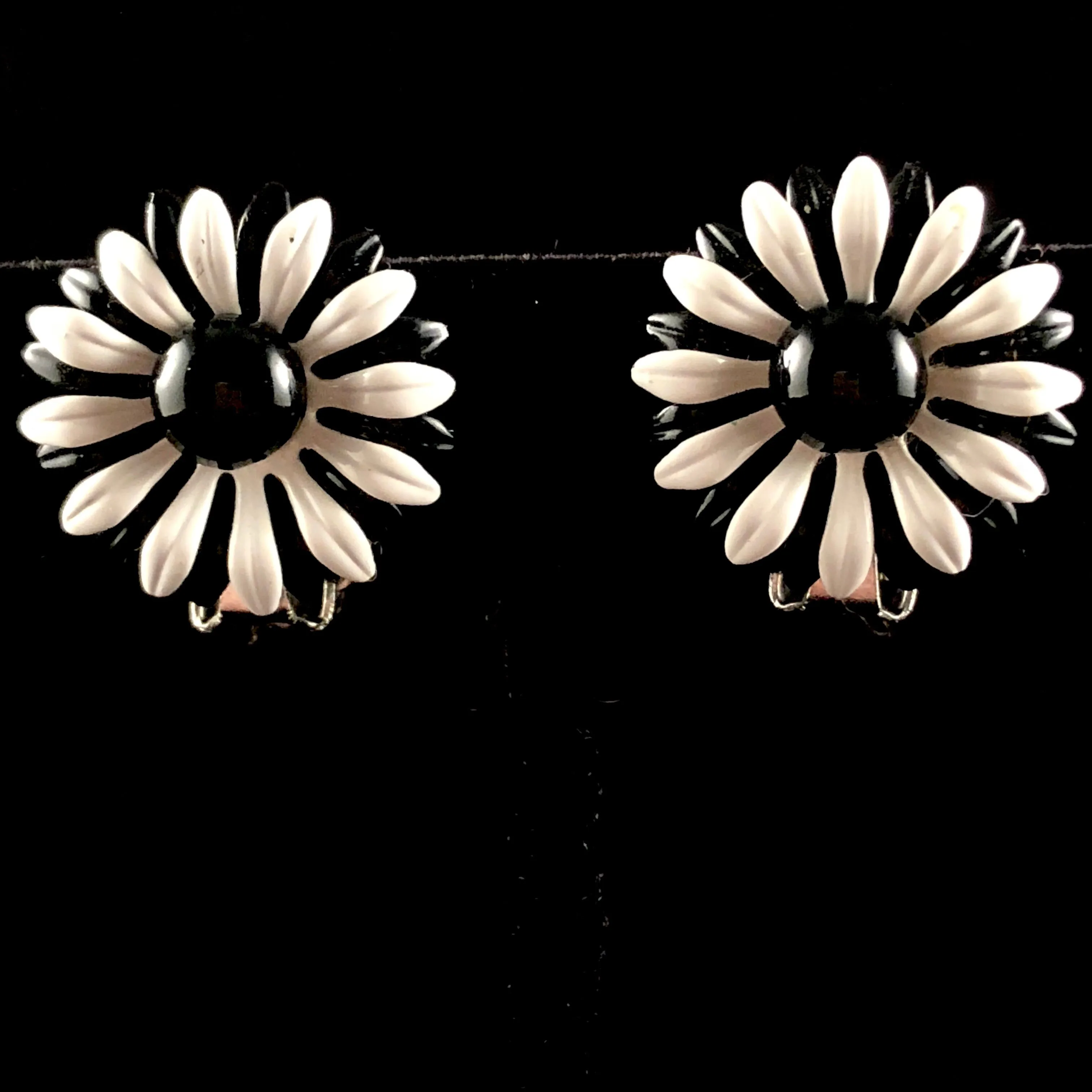 Late 60s/ Early 70s Black & White Enamel Earrings