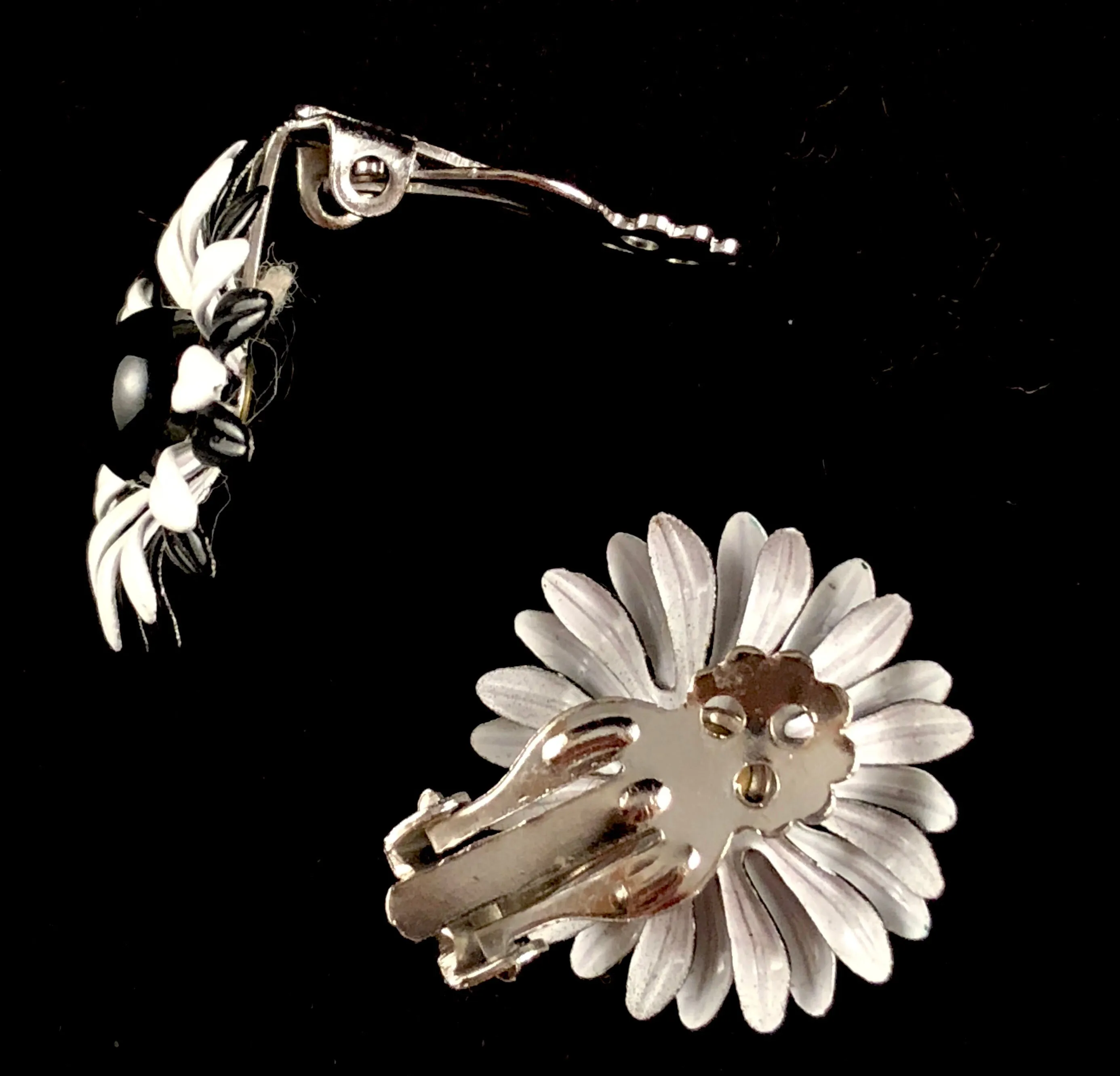 Late 60s/ Early 70s Black & White Enamel Earrings