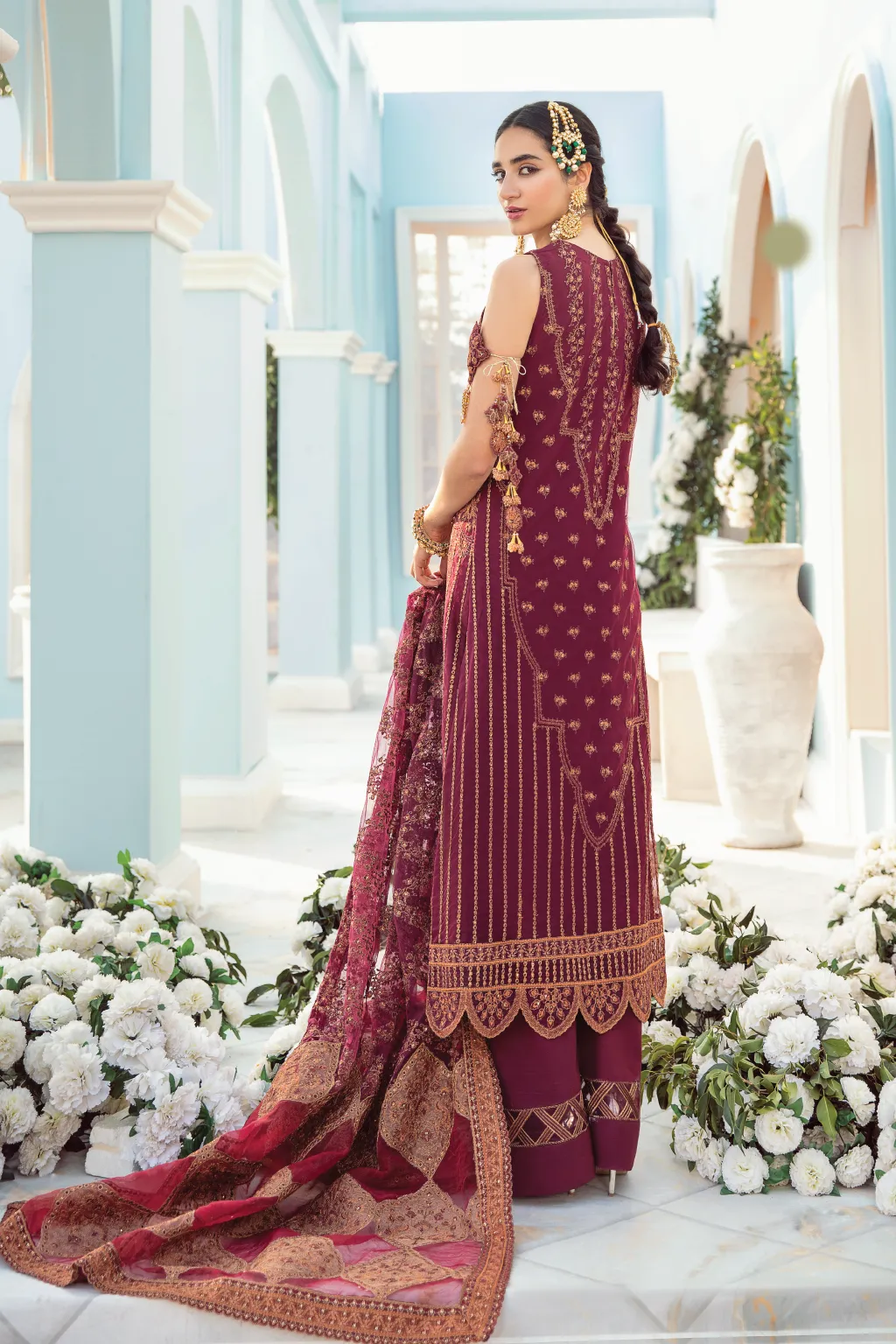 Latest Fancy Salwar Kameez in Rosewood Red Shade #PF467