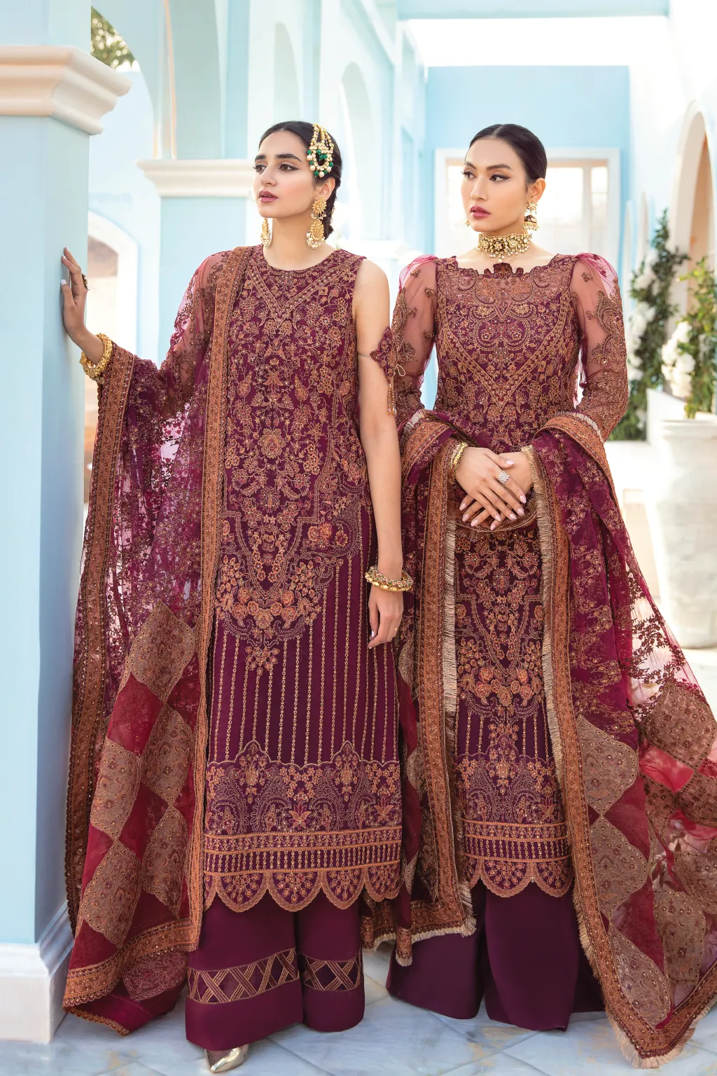 Latest Fancy Salwar Kameez in Rosewood Red Shade #PF467