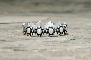 Linked Circle of Flowers Sterling Silver Ring