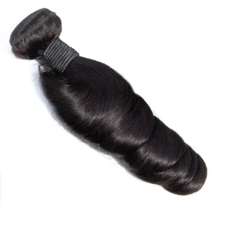 Loose Wave 4 Bundles With 5x5 Lace Closure 100% Unprocessed Virgin Human Hair