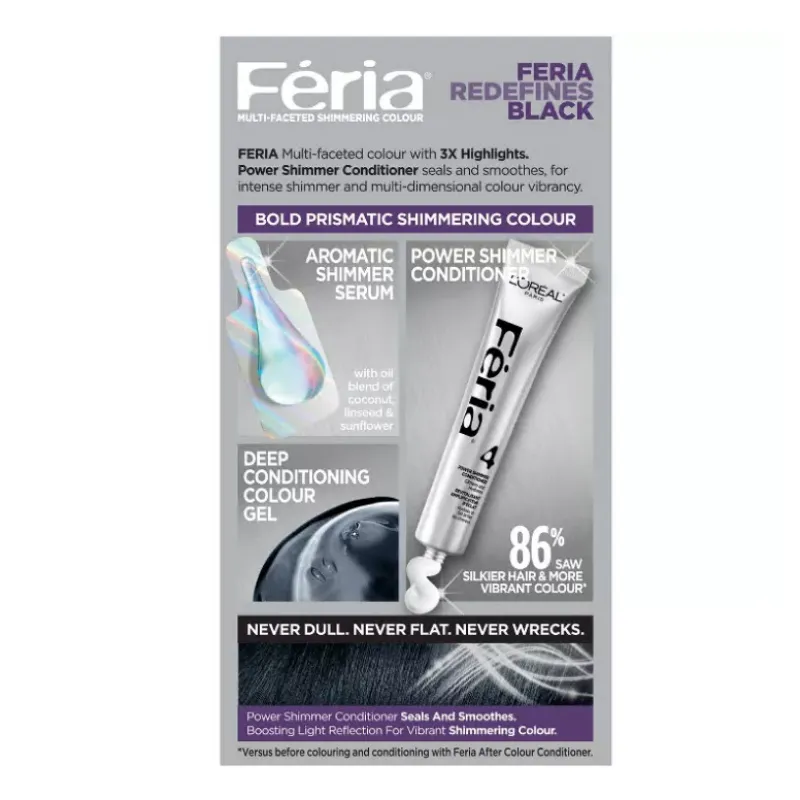 L'Oréal Paris Feria Multi-Faceted Shimmering Hair Colour - 21 Bright Black