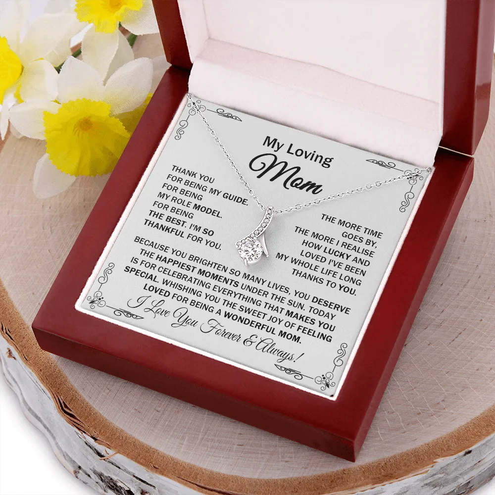 Loving Mom - Thank You for Being My Guide - Alluring Beauty Necklace Message Card Gift for Mom Mother's Day Birthday from Daughter Son