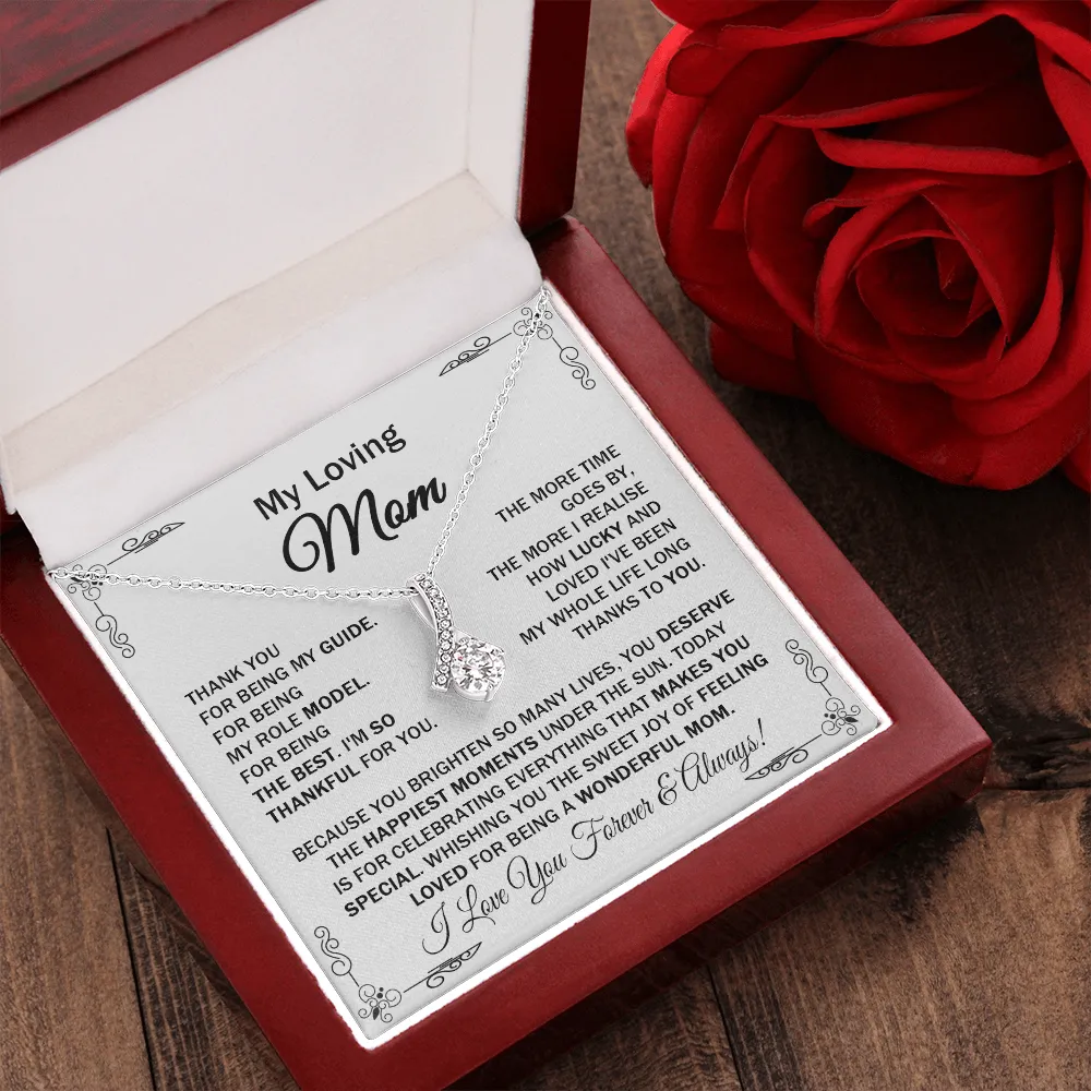 Loving Mom - Thank You for Being My Guide - Alluring Beauty Necklace Message Card Gift for Mom Mother's Day Birthday from Daughter Son